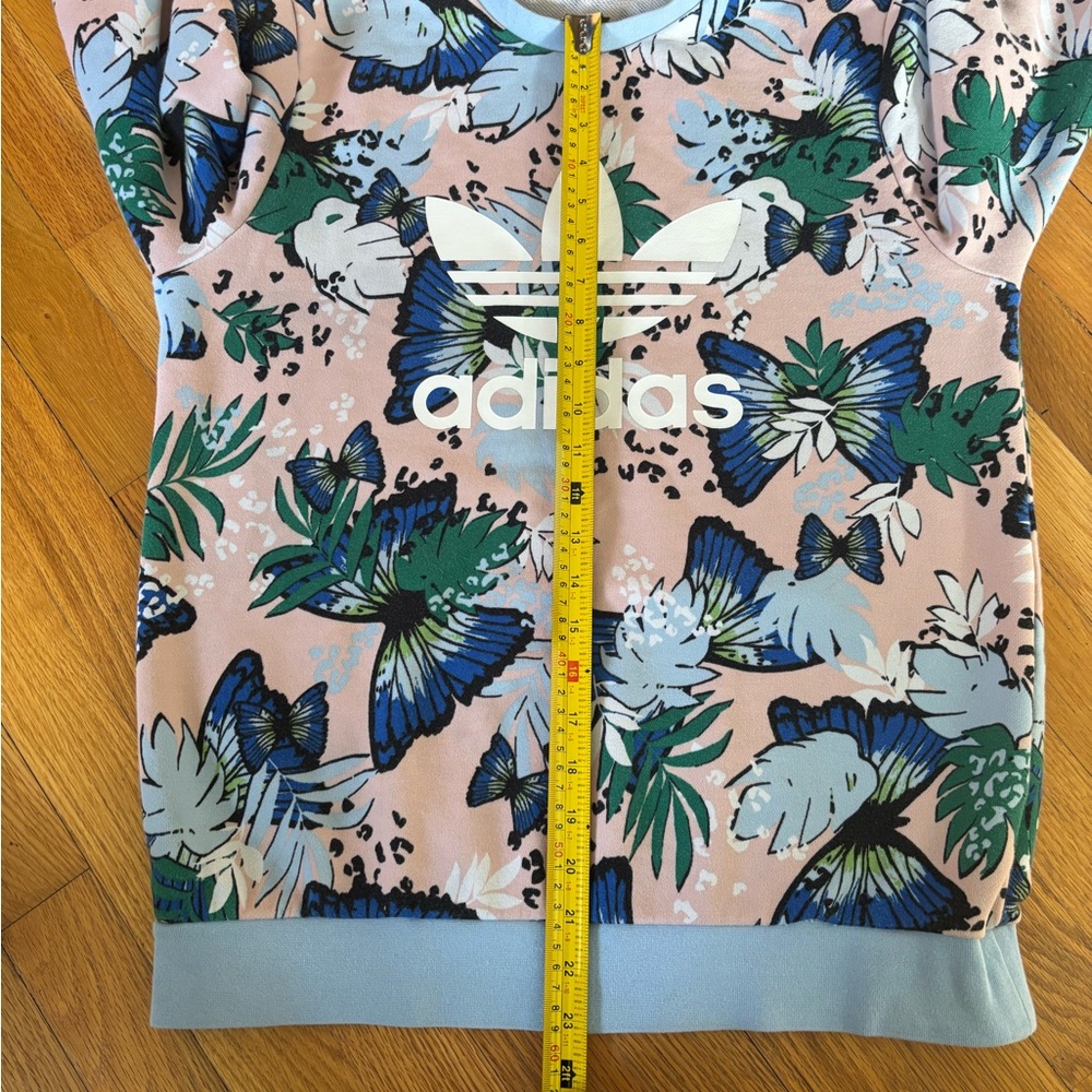 Adidas Women's Floral Crew Neck Sweater - Pink and Blue - Picture 6 of 6